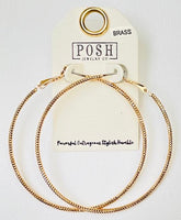 Textured gold large hoop earring, last call
