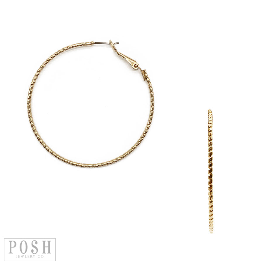 Textured gold large hoop earring, last call
