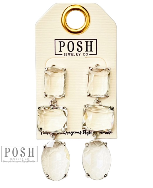Triple clear drop earring, last call