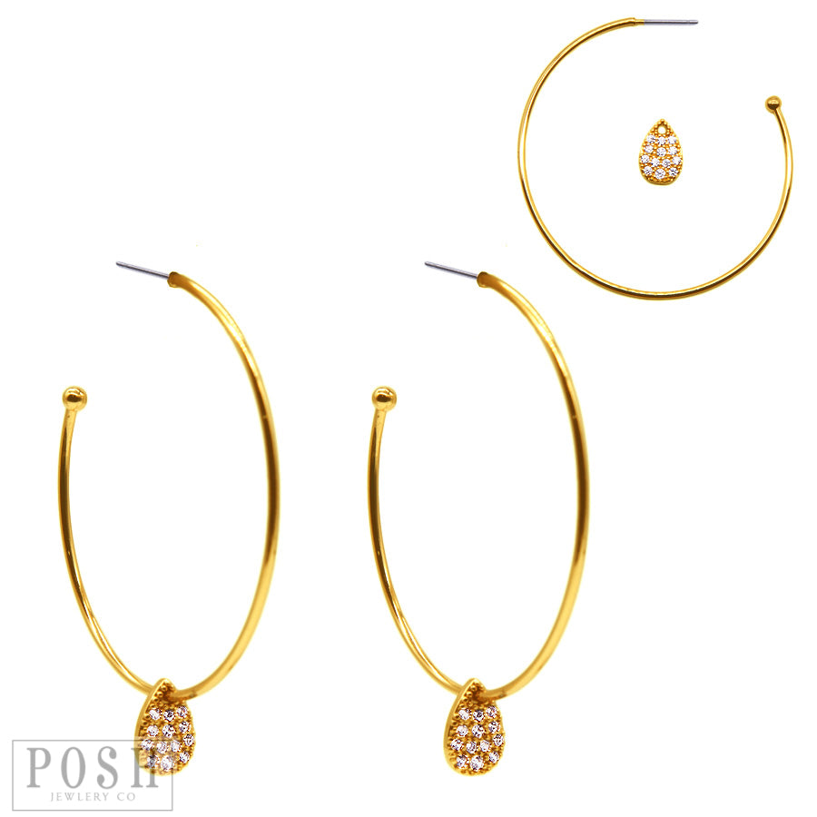 Hoop earring with teardrop charm, last call