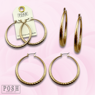 Textured metal hoop earring