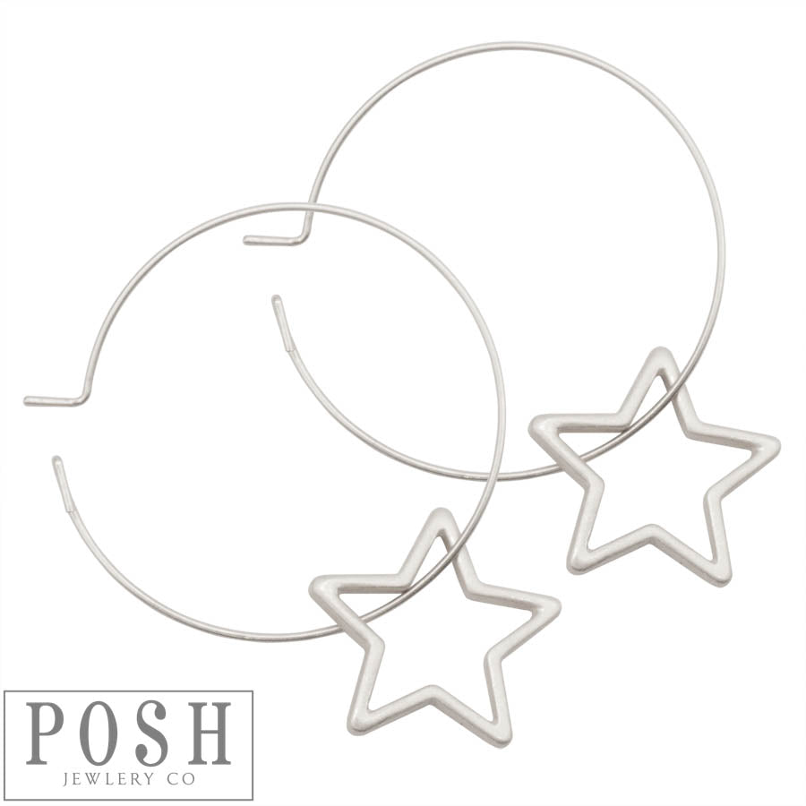 Floating star on hoop earring, last call