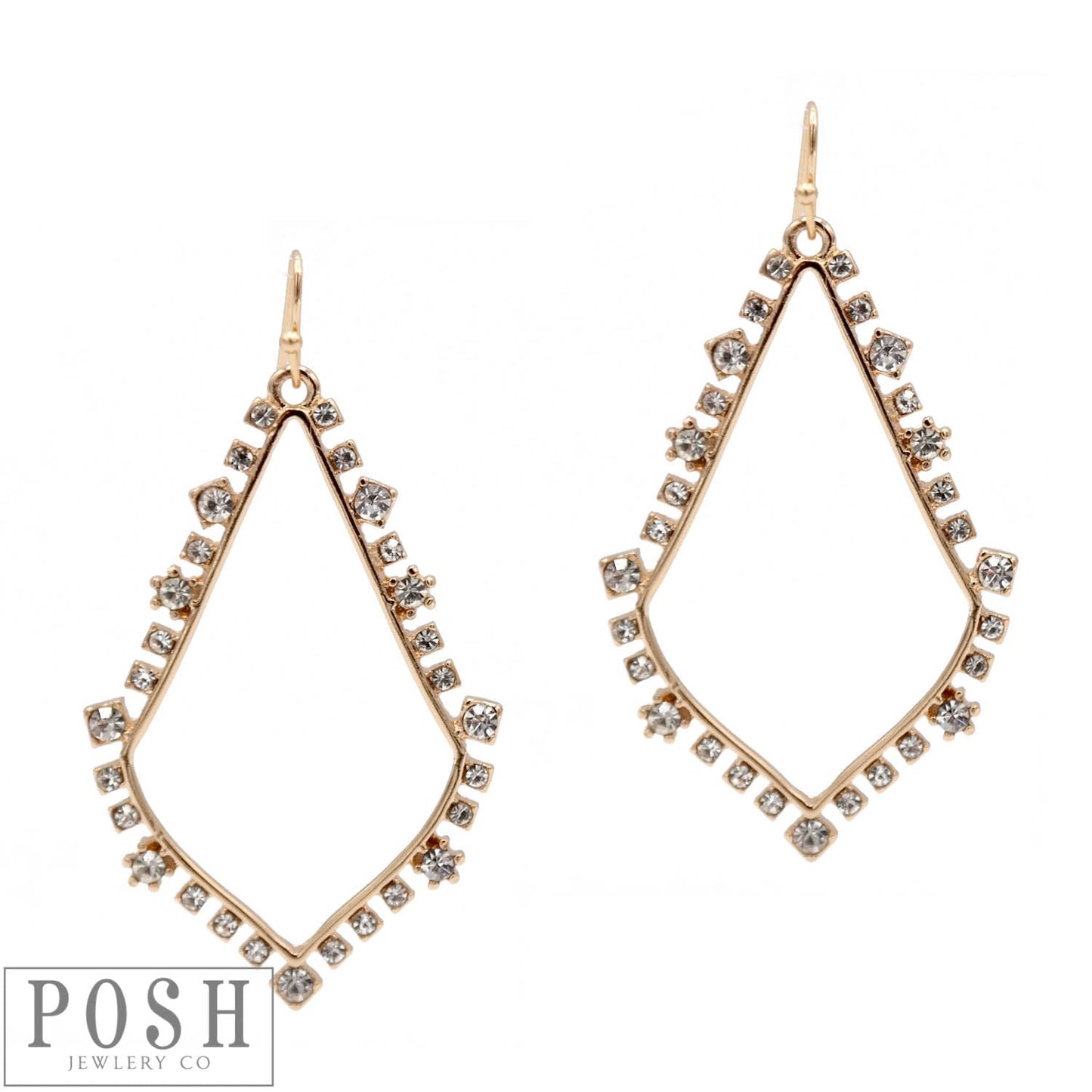 Gold color diamond shape earring, last call