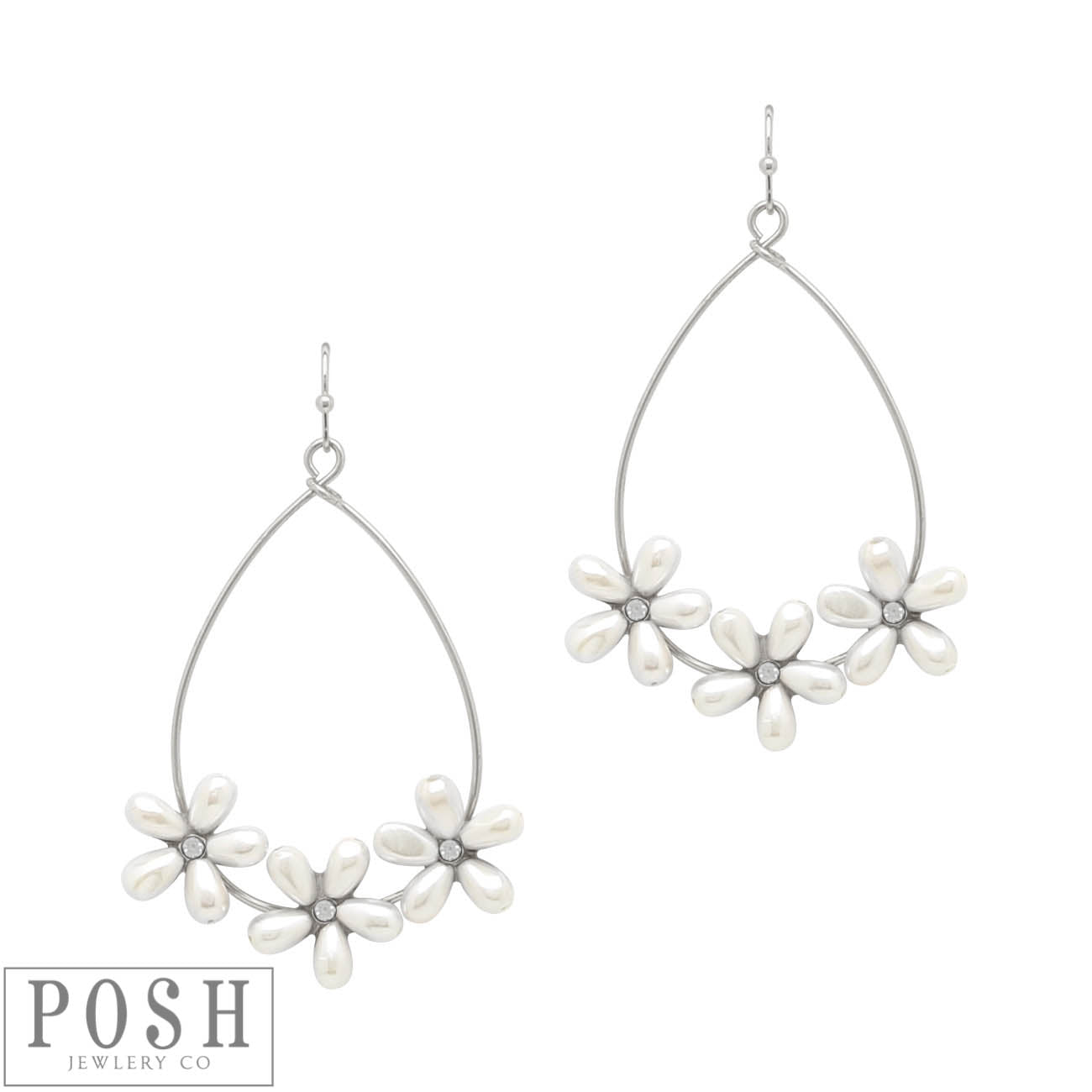 Teardrop earring with pearl flowers, last call