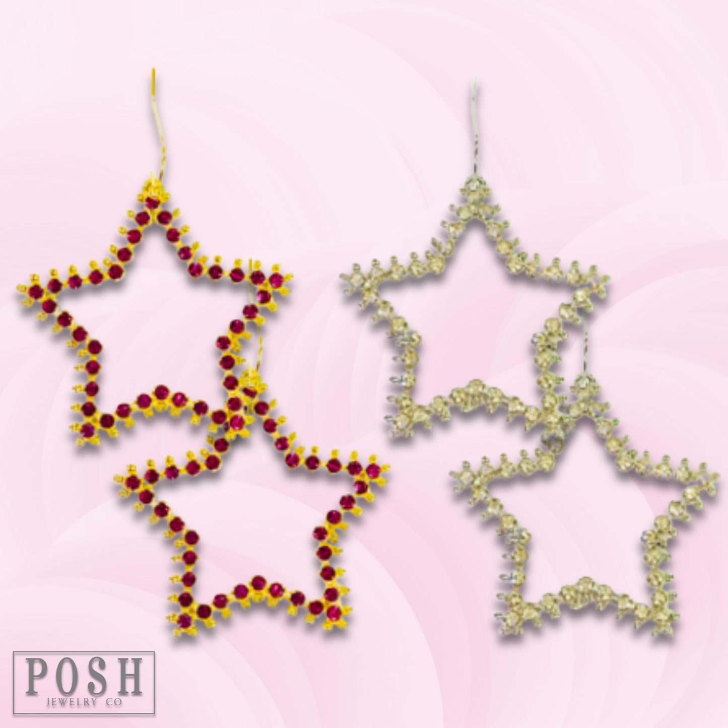 Rhinestone open star earring