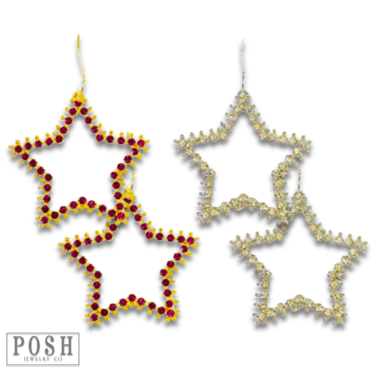 Rhinestone open star earring