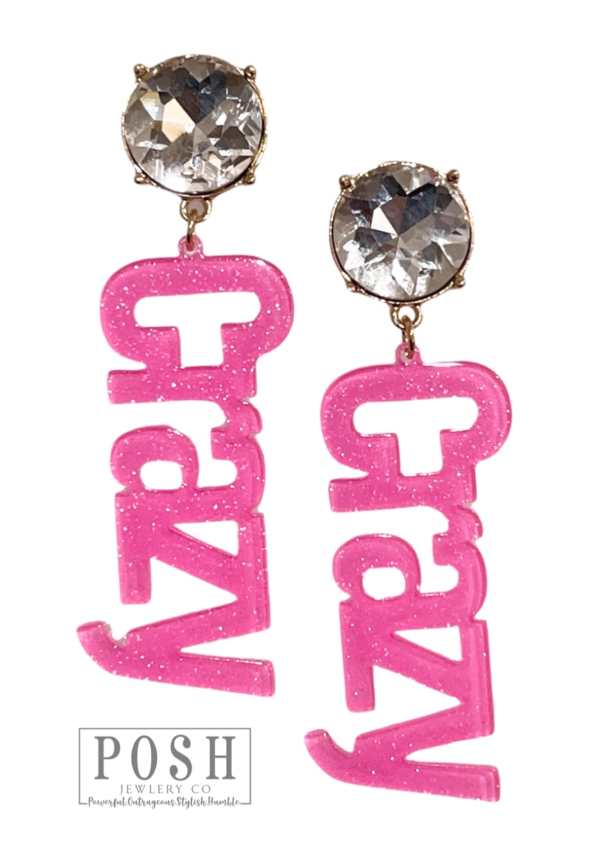 Rhinestone and glitter CRAZY earring, last call