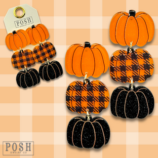 Mixed color glitter pumpkin earrings