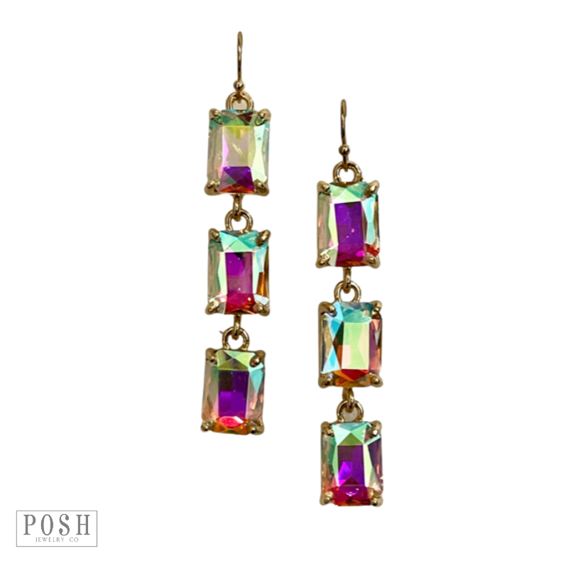 Rectangle rhinestone drop earring