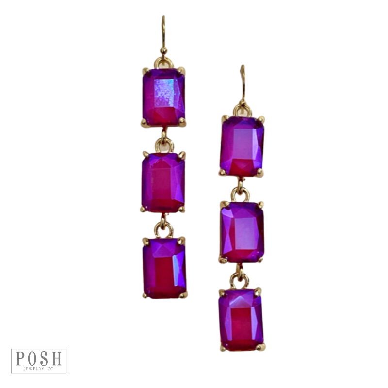 Rectangle rhinestone drop earring