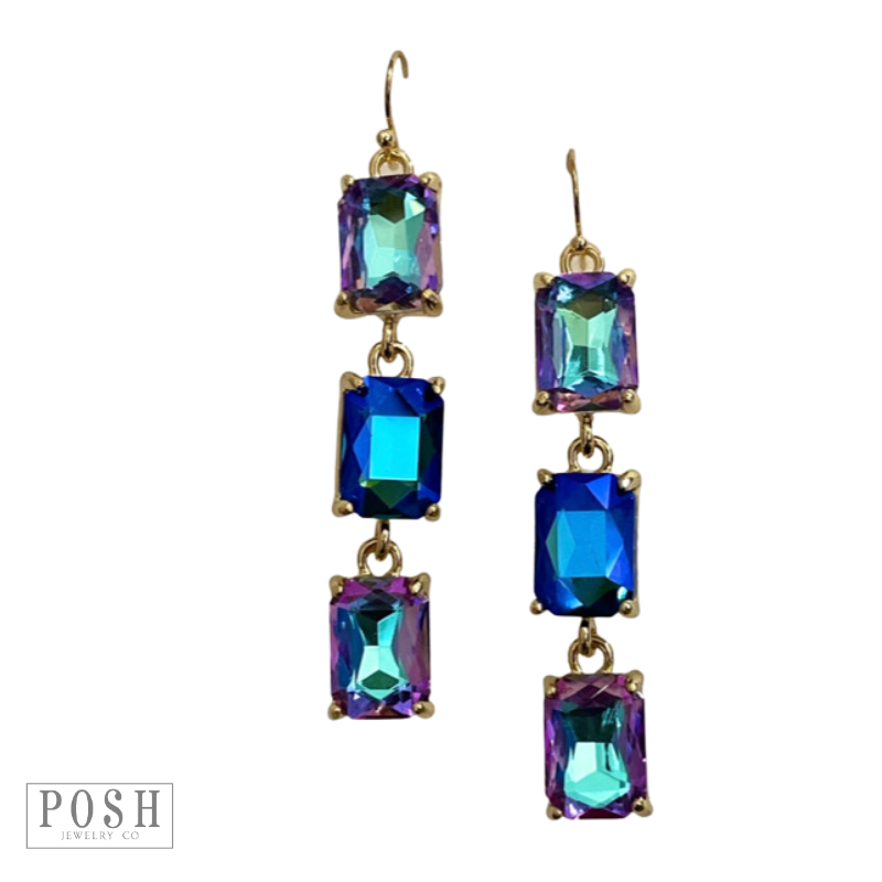 Rectangle rhinestone drop earring