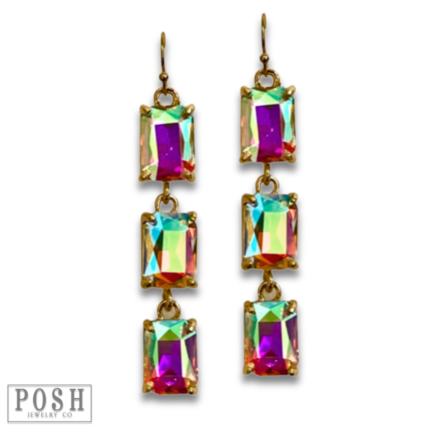 Rectangle rhinestone drop earring