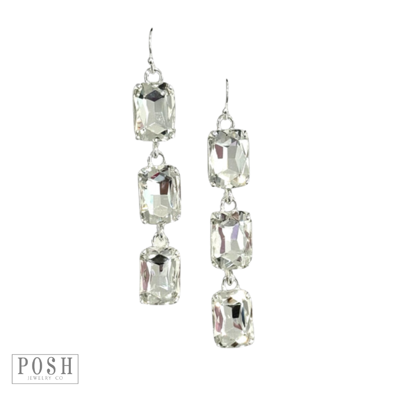 Rectangle rhinestone drop earring