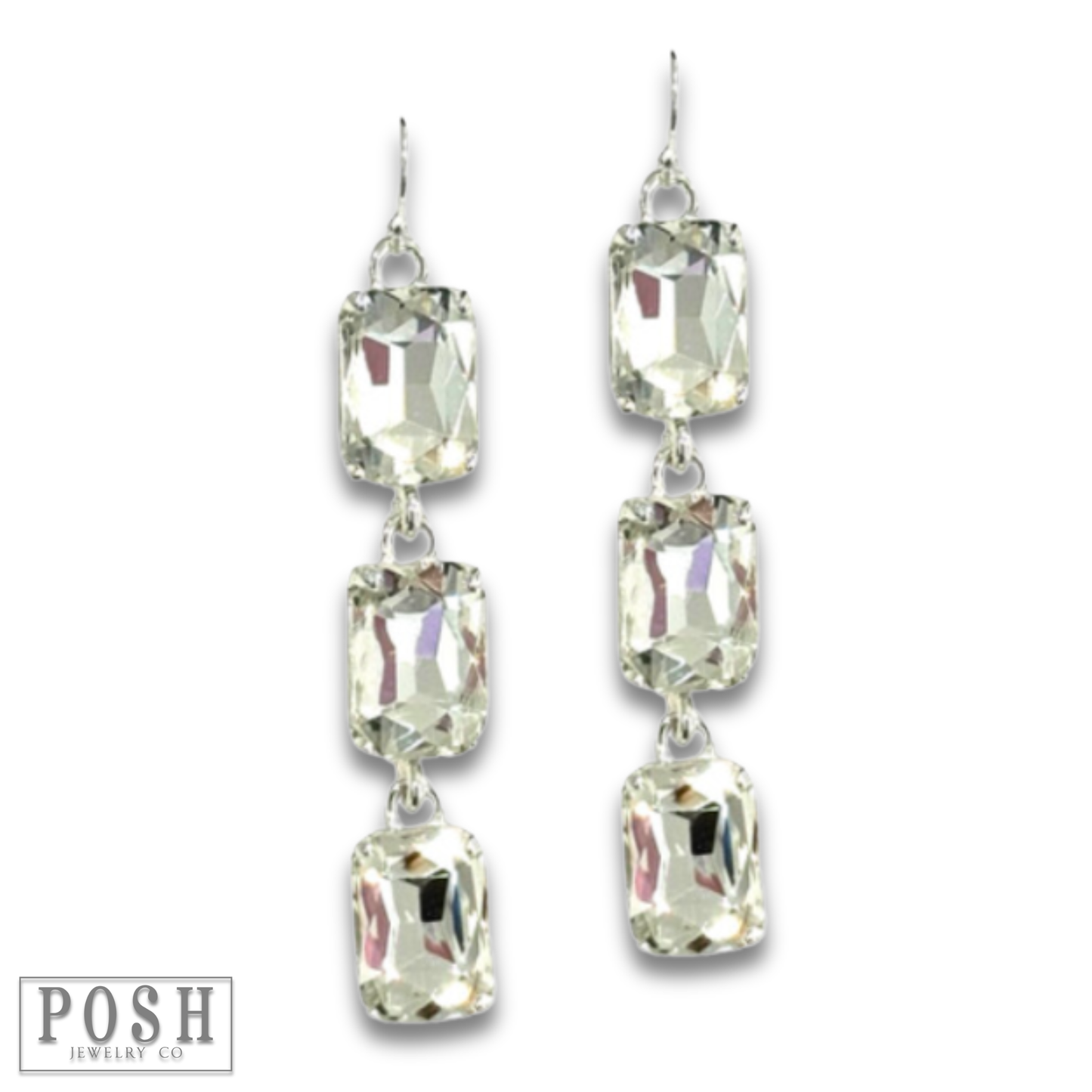 Rectangle rhinestone drop earring