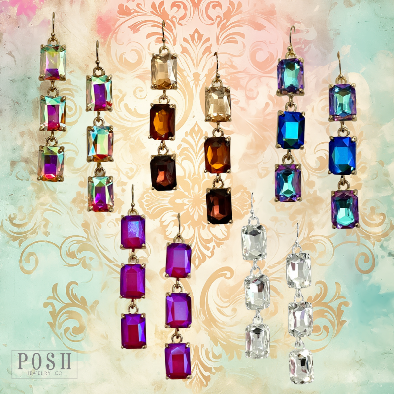 Rectangle rhinestone drop earring