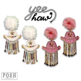 Cowboy hat rhinestone earring