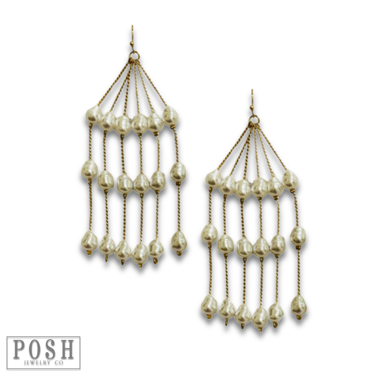 Chain and pearl fringe earring