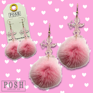 Valentine pink Cupid earring