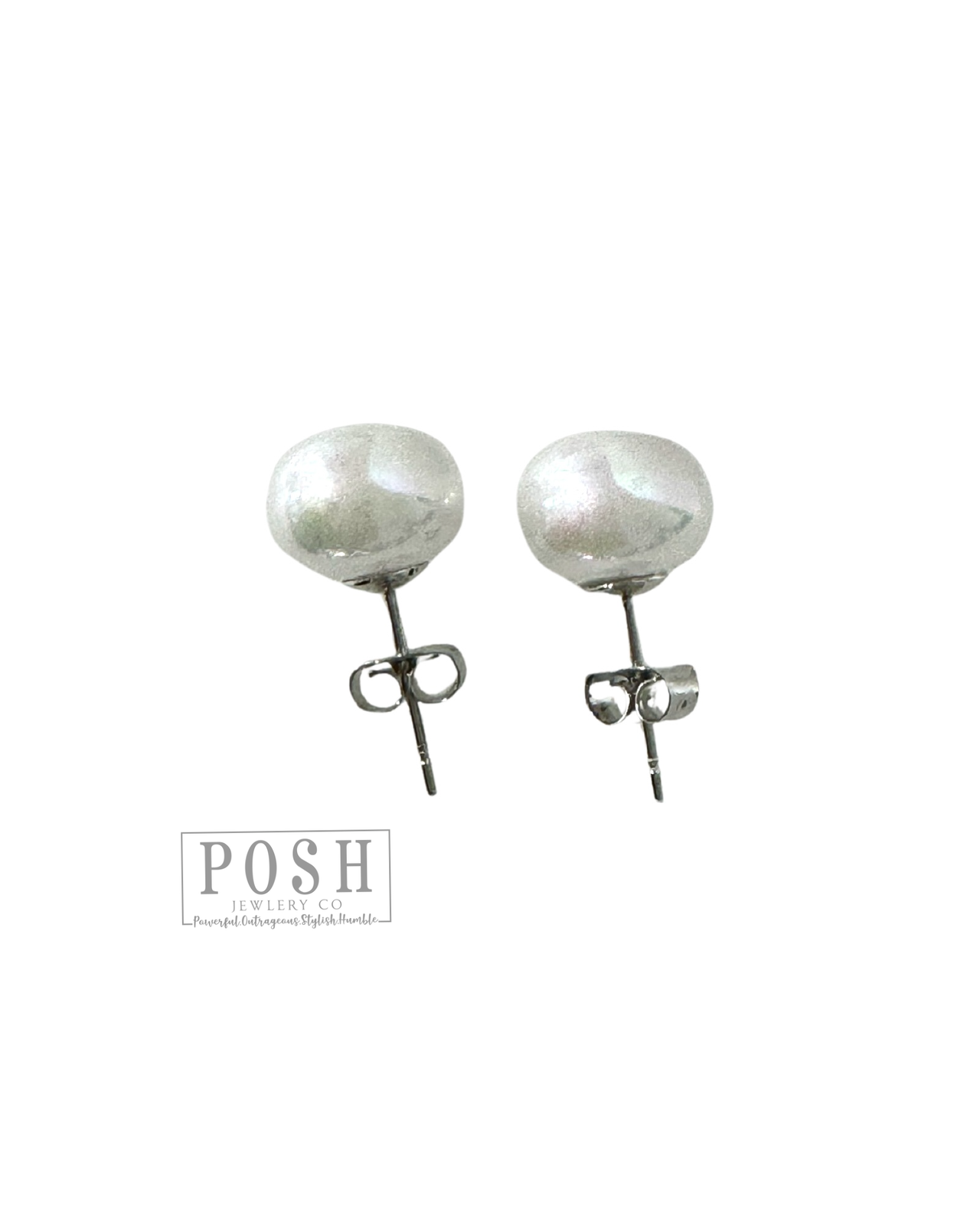 Iridescent pearl bead earring