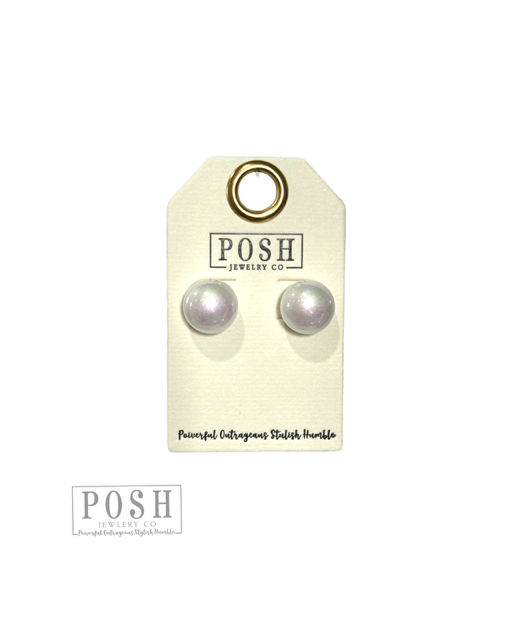 Iridescent pearl bead earring
