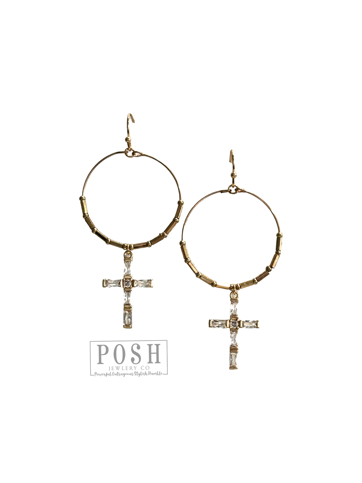 Crystal cross earring