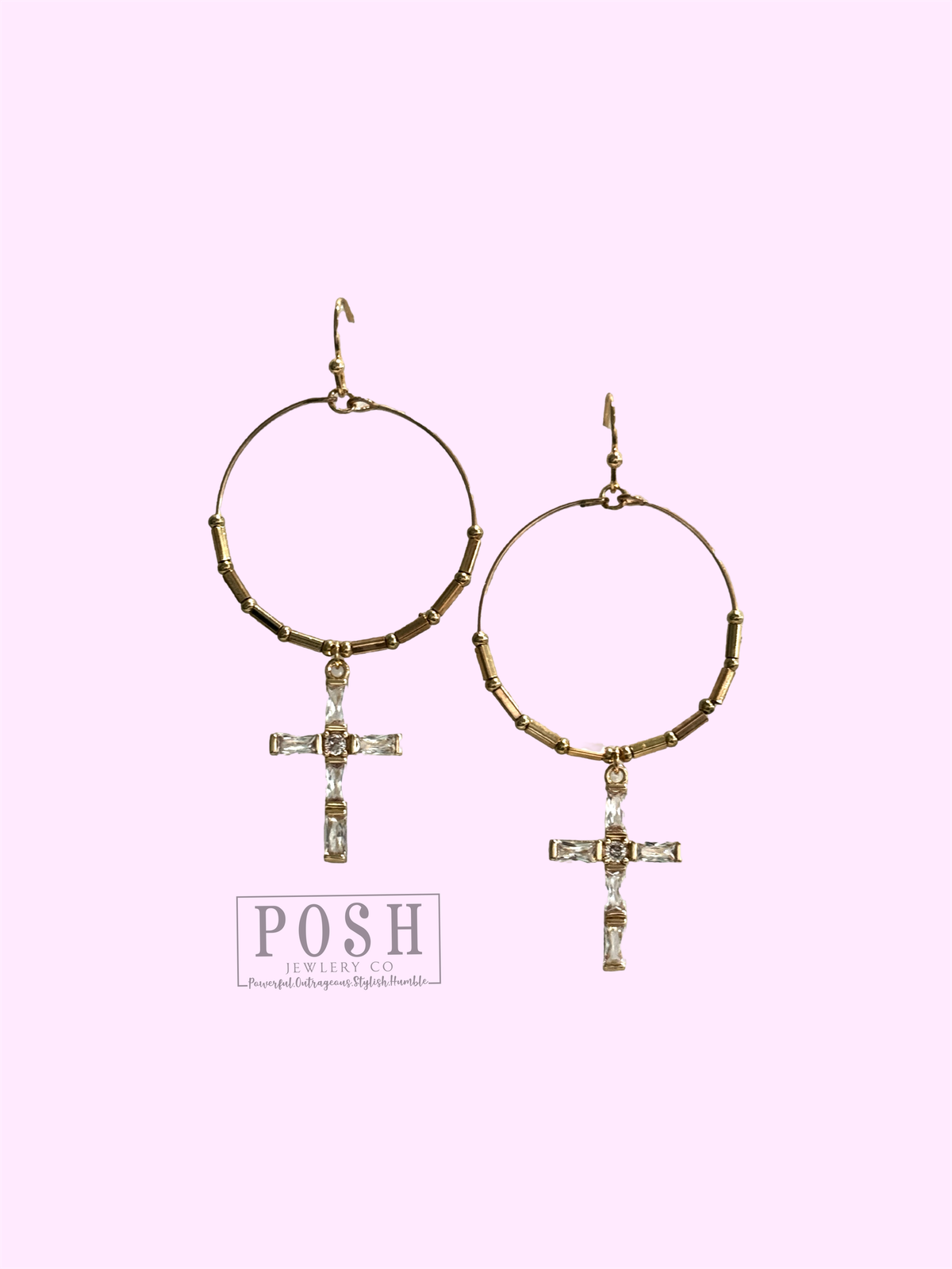 Crystal cross earring