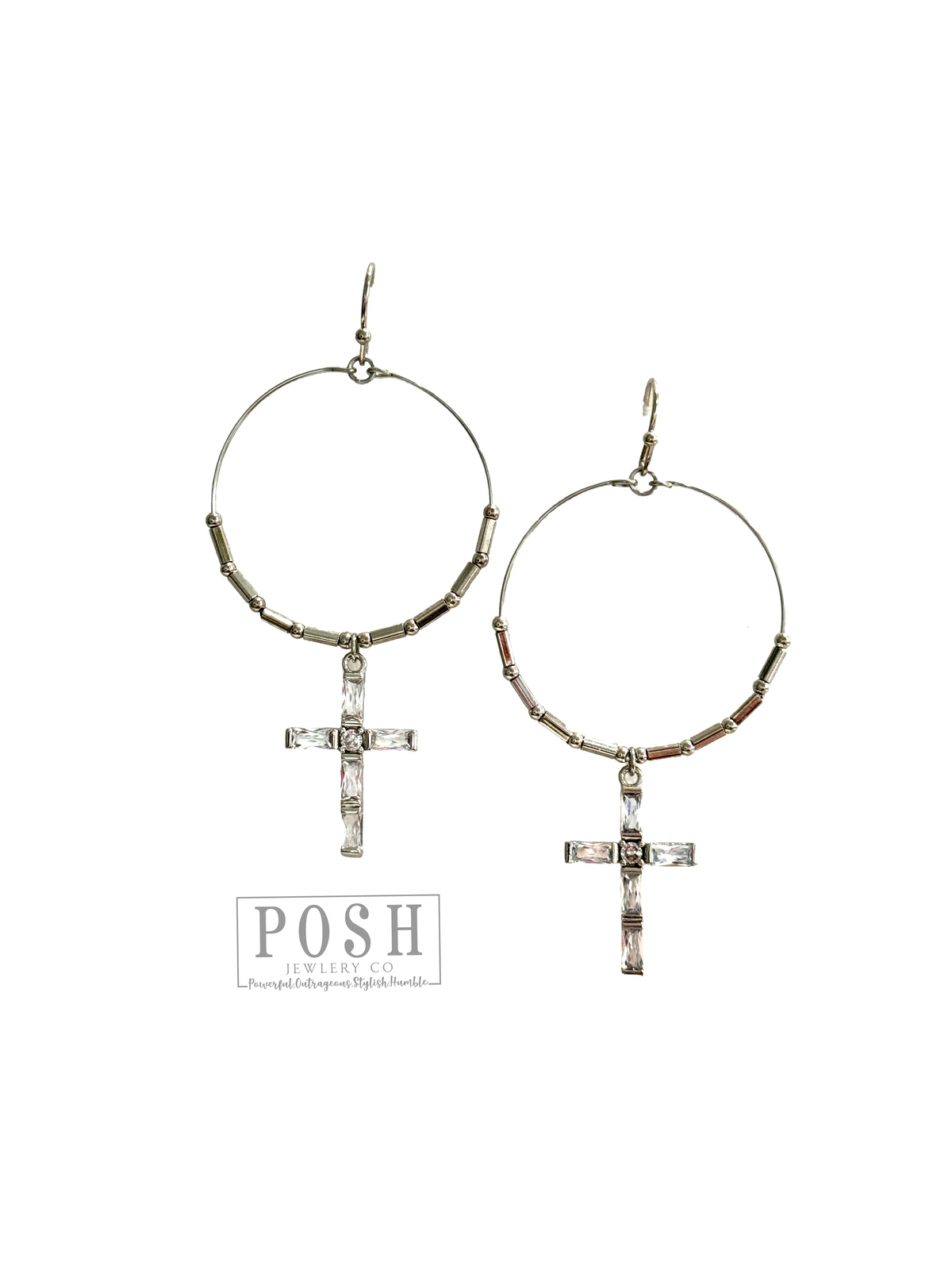 Crystal cross earring