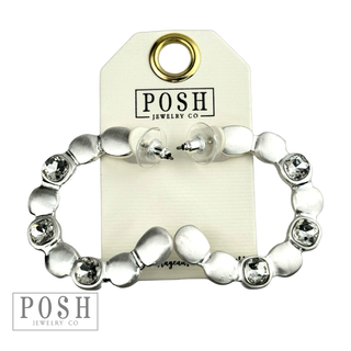 Square shape rhinestone hoop earring