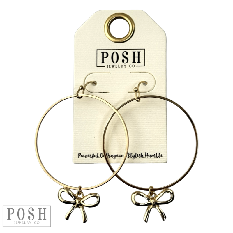 Bow charms on a circle hoop earring