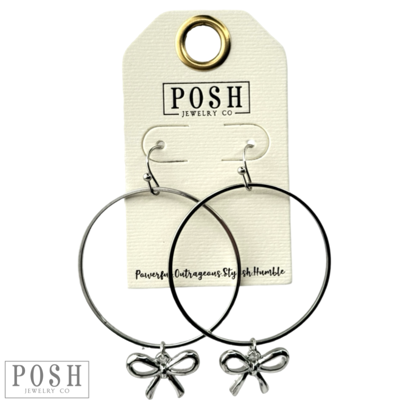 Bow charms on a circle hoop earring