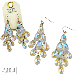 Sparkling teardrop bead chandelier earrings