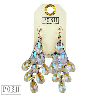 Sparkling teardrop bead chandelier earrings