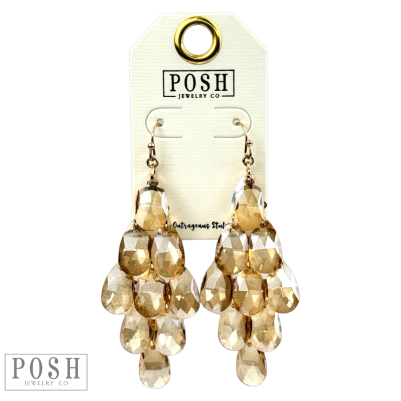 Sparkling teardrop bead chandelier earrings