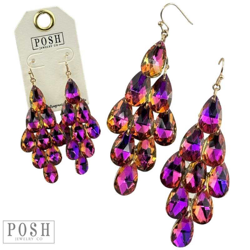 Sparkling teardrop bead chandelier earrings