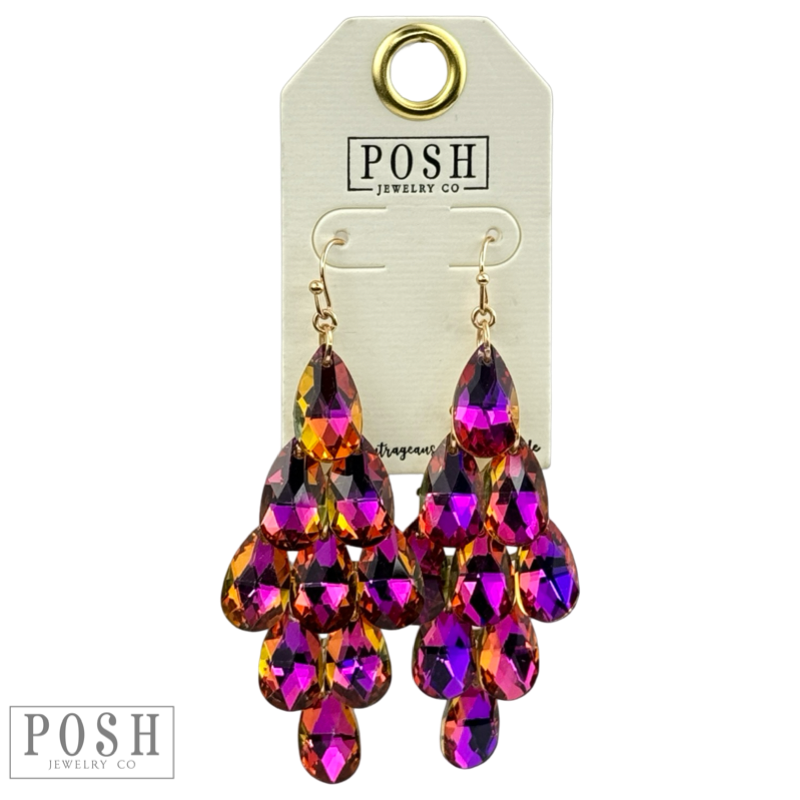 Sparkling teardrop bead chandelier earrings