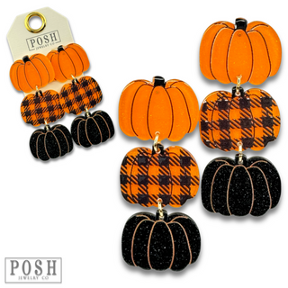 Mixed color glitter pumpkin earrings