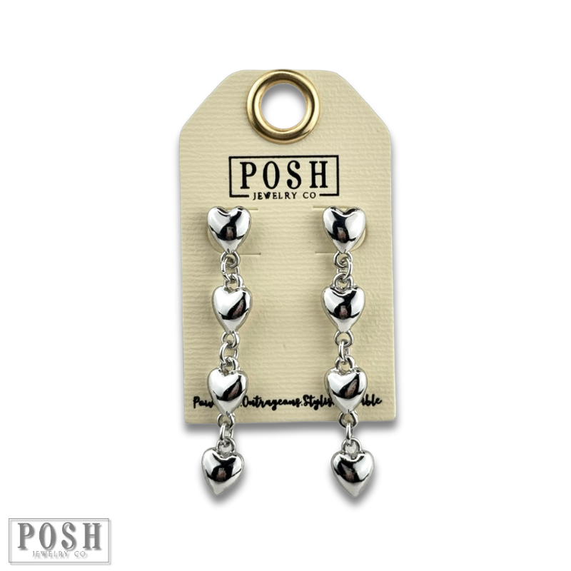 Heart drop earring