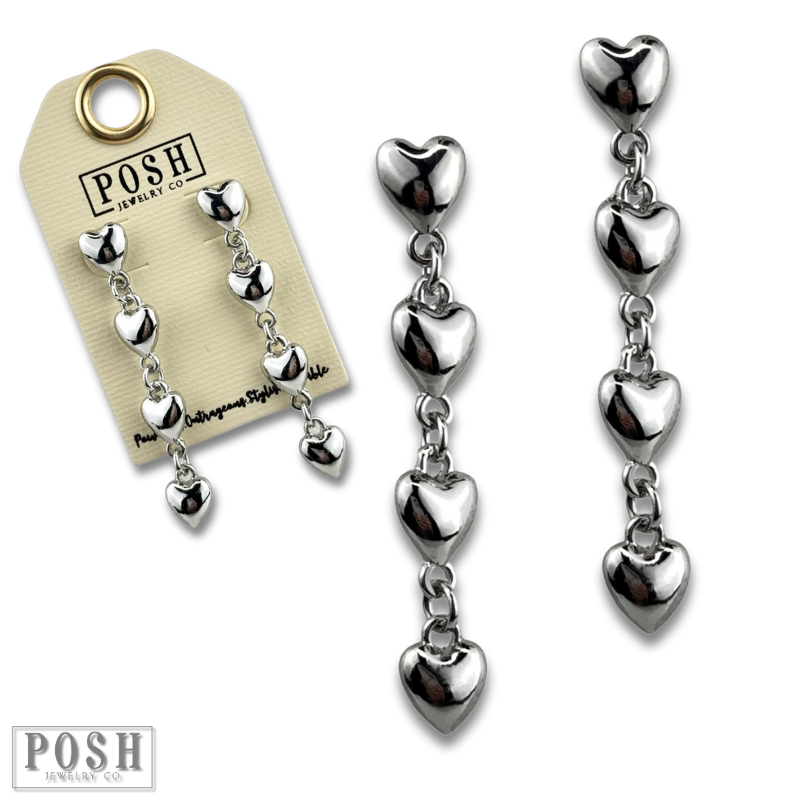 Heart drop earring