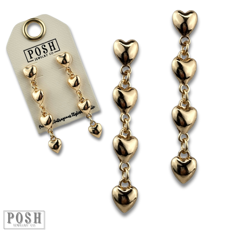 Heart drop earring