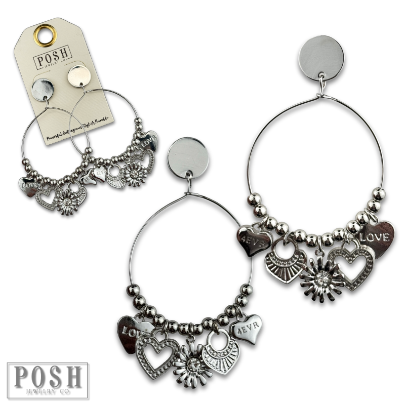Heart charm earring