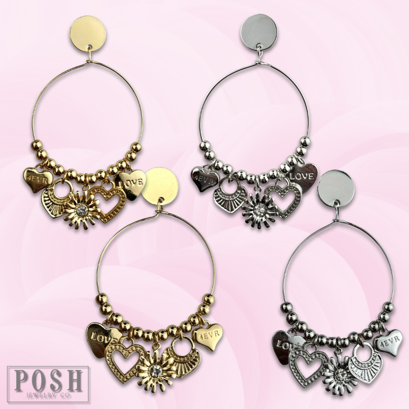 Heart charm earring