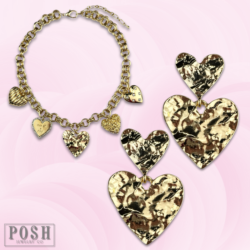 Gold heart charm necklace