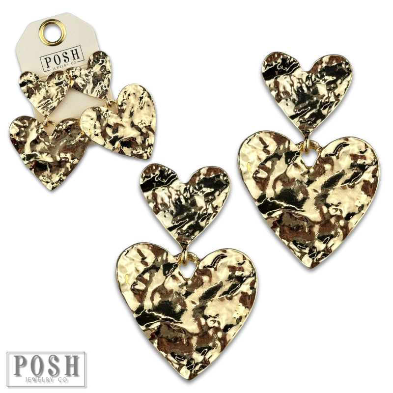 Double heart charm earring
