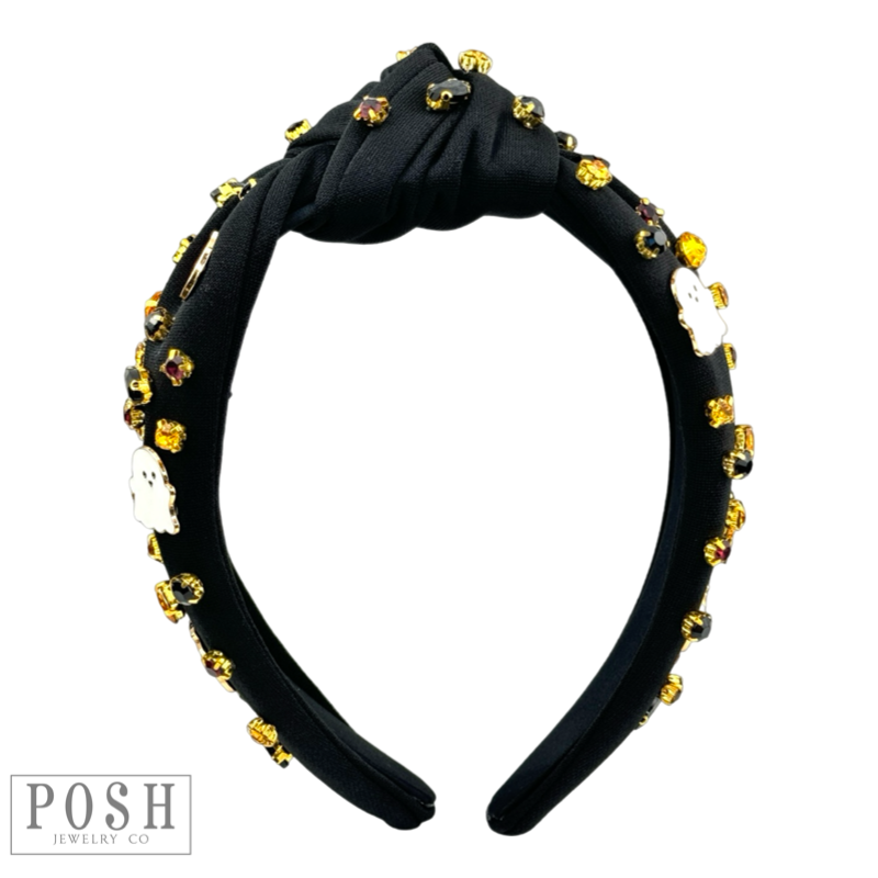Ghost and pumpkin Halloween charm headband