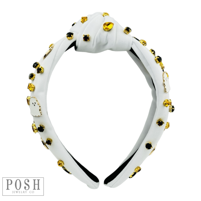 Ghost and pumpkin Halloween charm headband