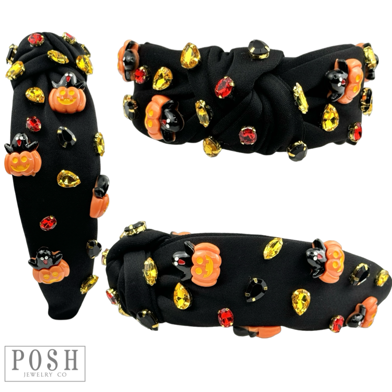 Jack-O-Lantern Halloween charm headband