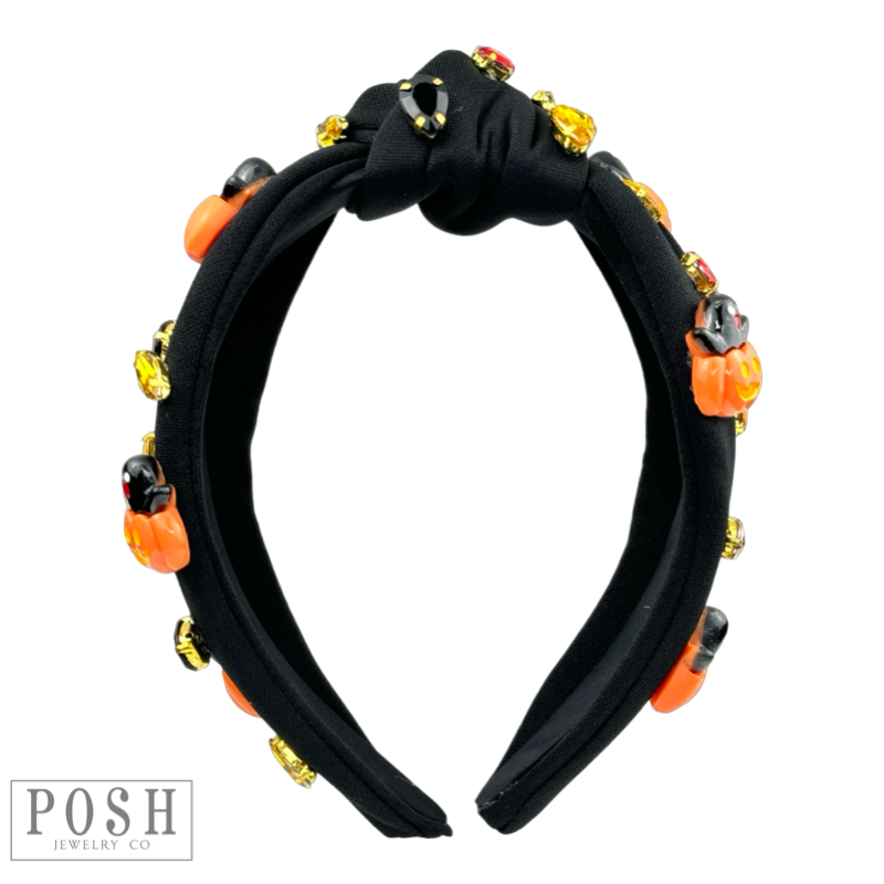 Jack-O-Lantern Halloween charm headband