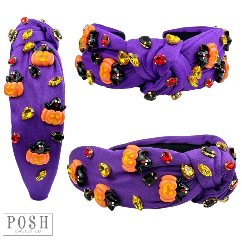 Jack-O-Lantern Halloween charm headband