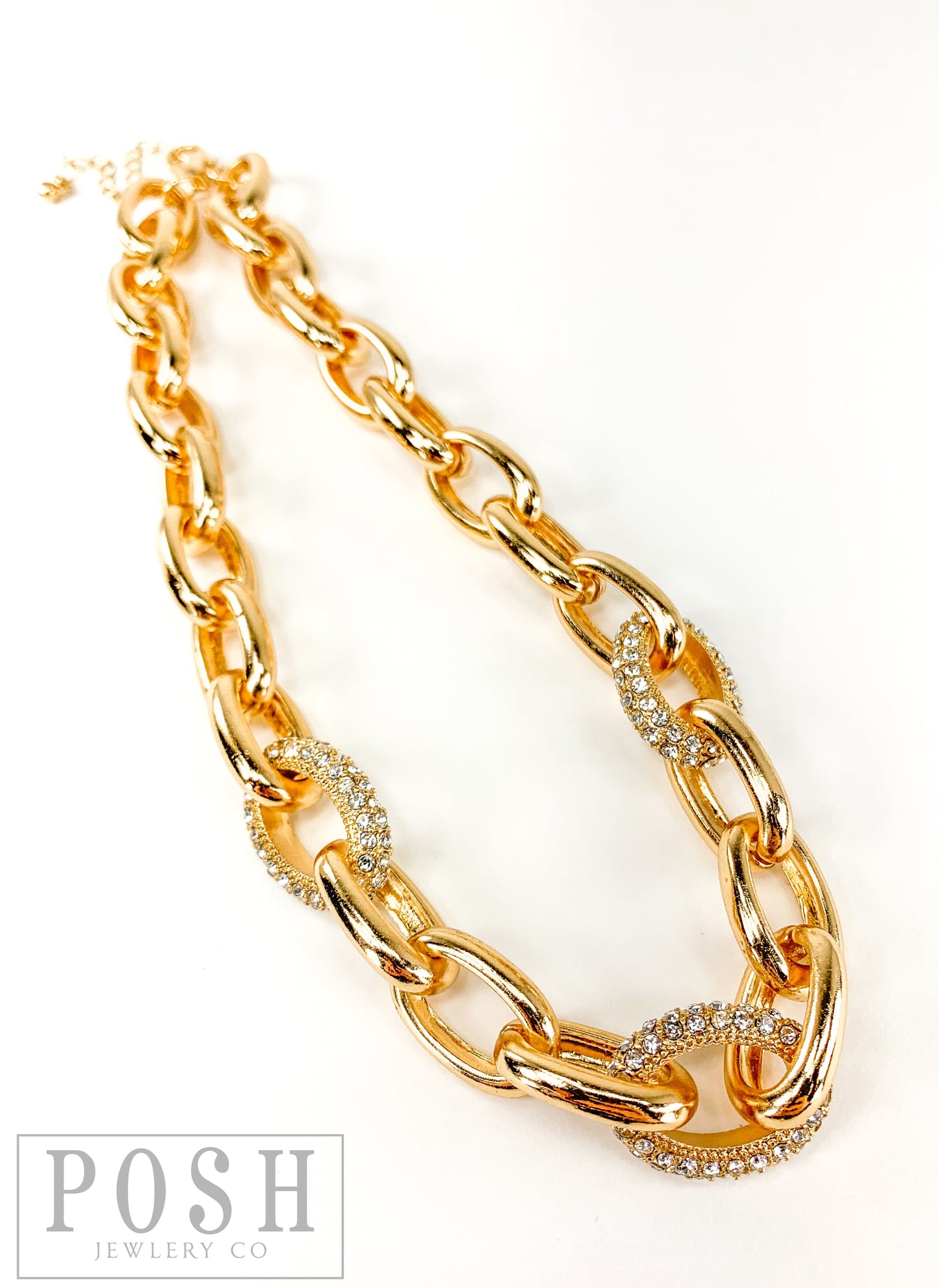Oval and rhinestone link chain necklace, last call