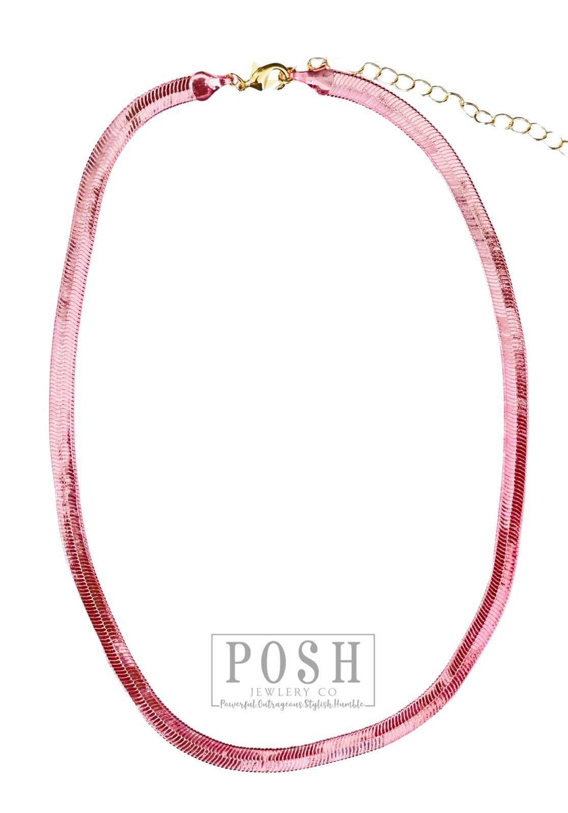 Pink snake chain single strand necklace